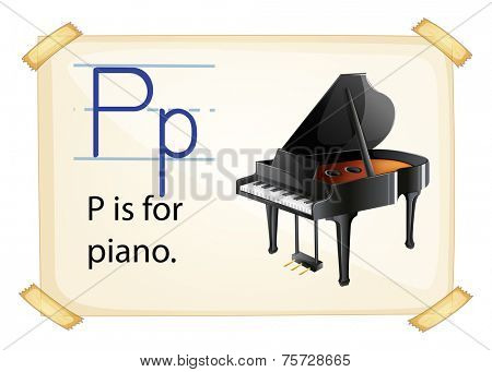 A letter P for piano on a white background 
