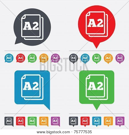 Paper size A2 standard icon. Document symbol.