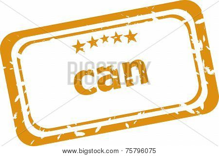 Can On Rubber Stamp Over A White Background