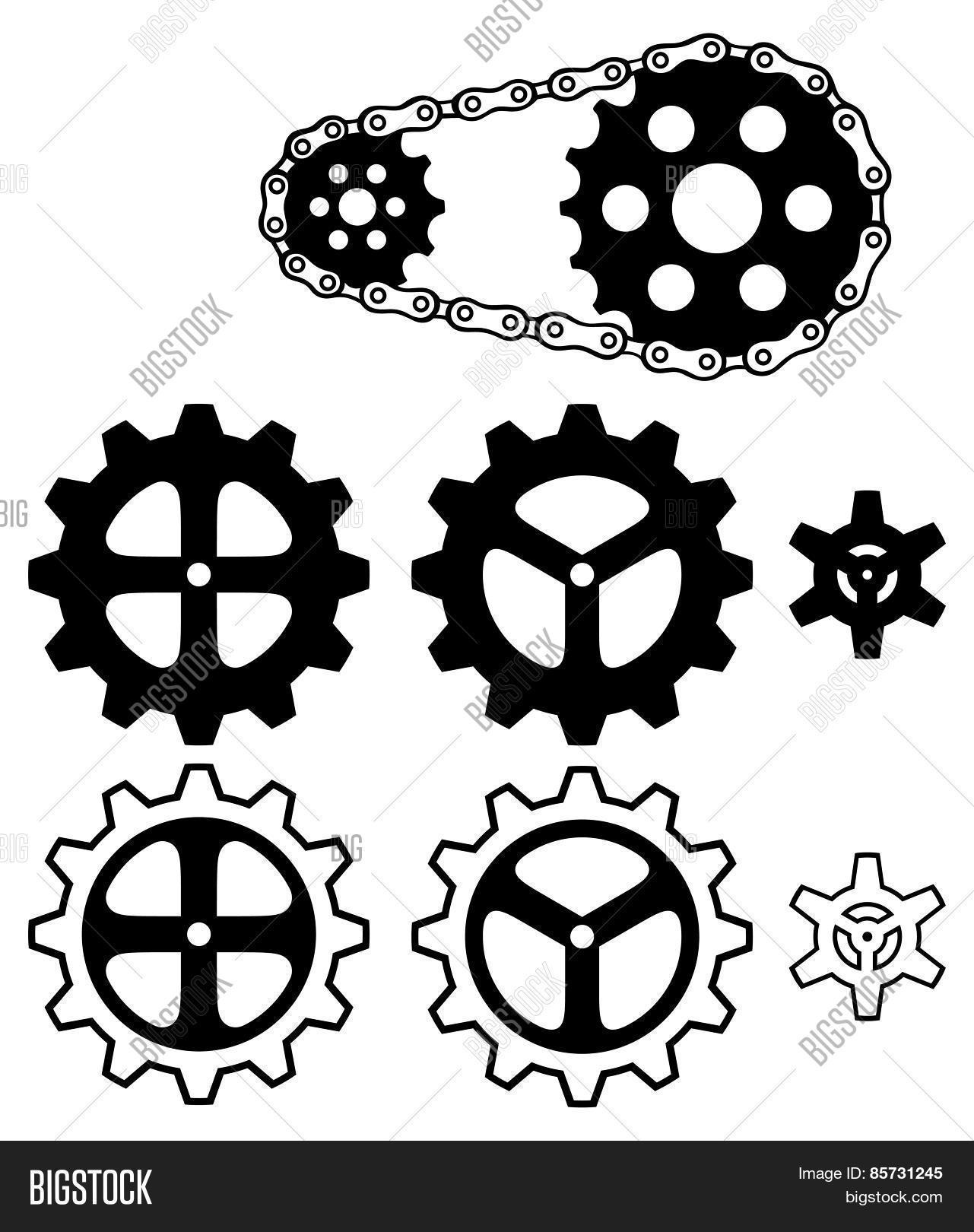 Chain Gears Set Cogs Vector & Photo (Free Trial) Bigstock