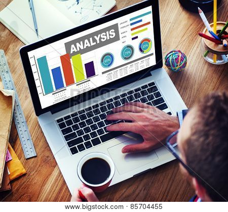 Analysis analyzing information bar graph data concept
