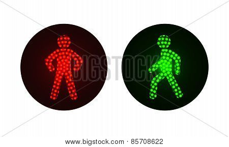pedestrian traffic lights red and green.
