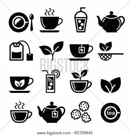 Tea and ice tea vector icons set