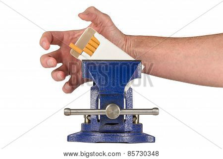 Vices - Hand Grabbing For Cigarettes Held In A Vise Grip