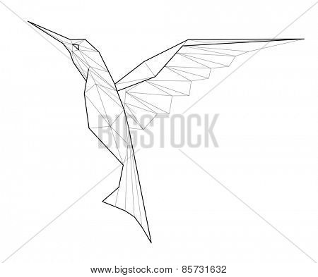 Kolibri. Low polygon linear vector illustration