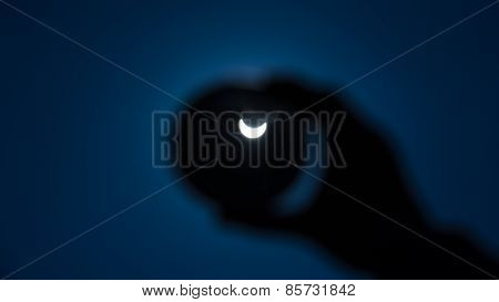 Real Solar Eclipse Seen Through Smoked Glass (16:9 Aspect Ratio)