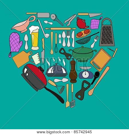 Vector Card Of Kitchen's Elements