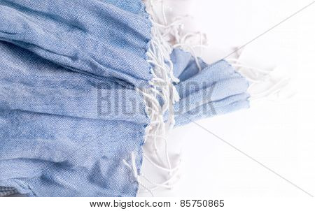 Detail Of Light Blue Woman Scraf Isolated On White