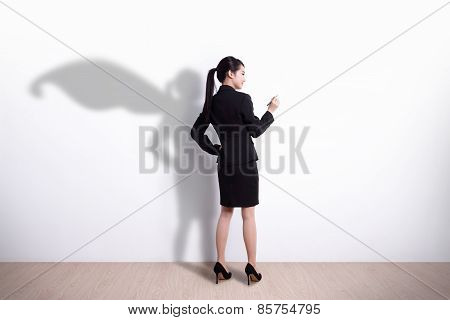 Superhero Business Woman Writing