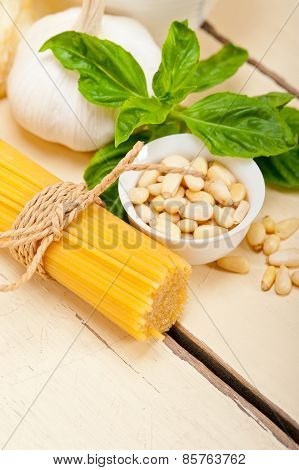 Italian Traditional Basil Pesto Pasta Ingredients