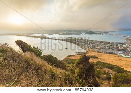 Songsan Ilchulbong View Point In Jeju Island, South Korea.