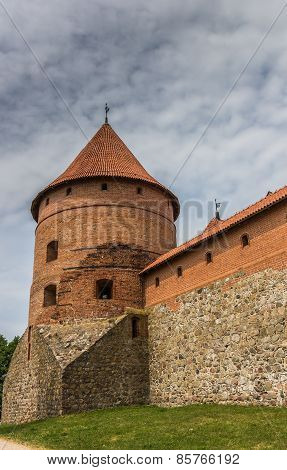 Tower And Wall Of The Trakai Red Brick Castle