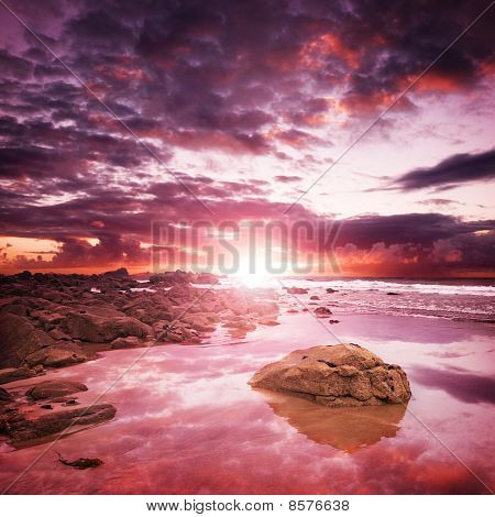 Kystnære solnedgang