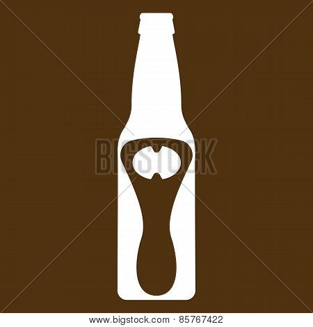 Vector illustration of beer bottle on brown background