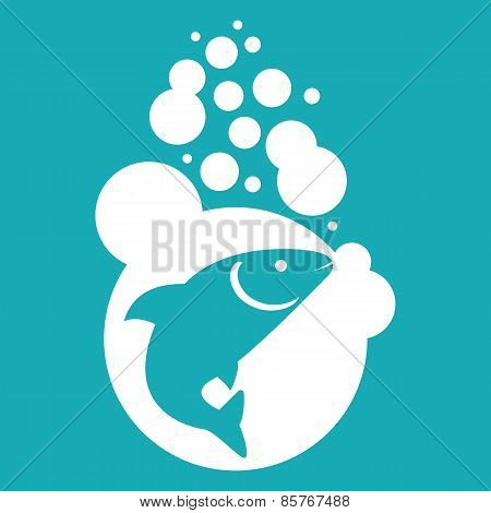 Vector illustration of fish on blue background