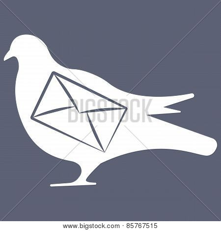 Vector illustration of pigeon on grey background