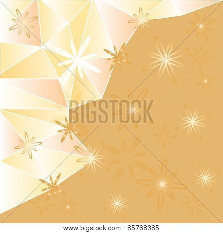 Geometric Polygon Background With Flowers.