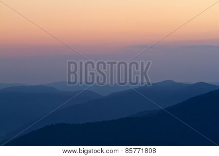landscape, sunrise in Vosges mountains, France