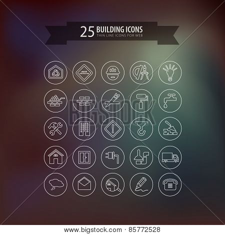 Round think line building icons