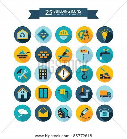 Flat building icons