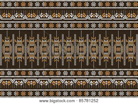 Silk Cloth Brown And Orange Pattern