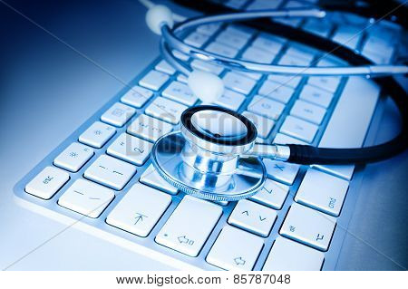 Stethoscope on keyboard