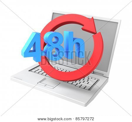 24 hours service sign. Computer generated 3D photo rendering.