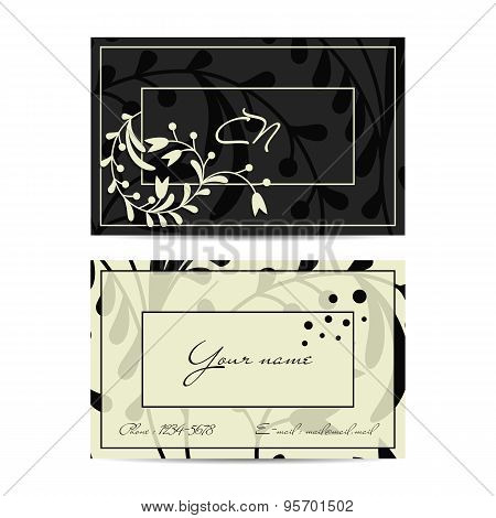 creative vintage vector visit card with flower pattern