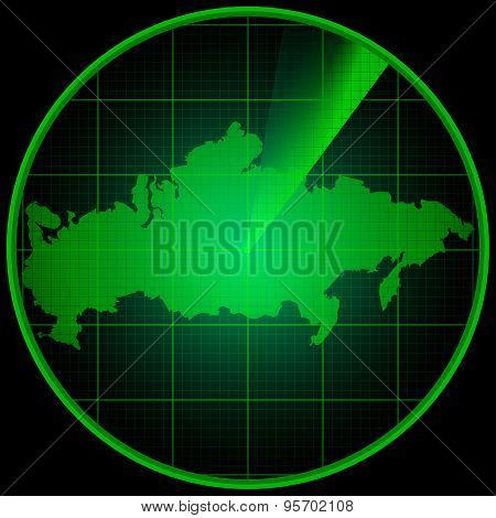 Radar Screen With The Silhouette Of Russia