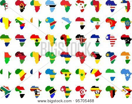 african flags and continent