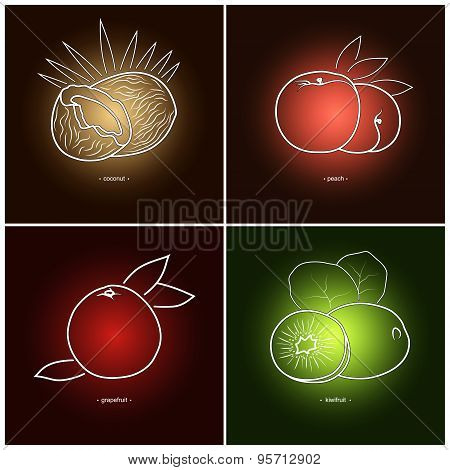 Coconut,grapefruit ,peach,kiwifruit