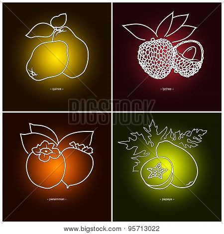 Persimmon, Papaya, Quince,  Lichee