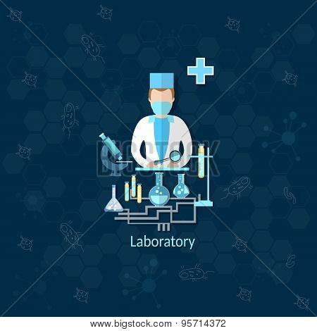 Medical Research, Laboratory, Doctor, Apothecary, Pharmacist, Medication, Pill, Microscope, Vector