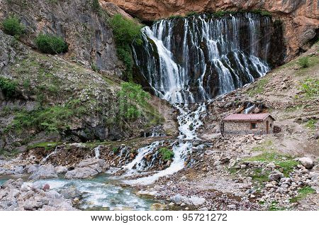Huge beautiful waterfall Kapuzbashi in Turkey