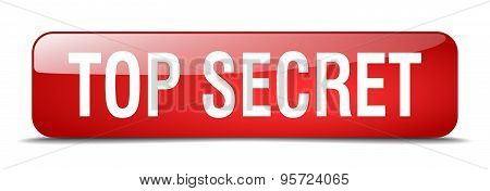 Top Secret Red Square 3D Realistic Isolated Web Button