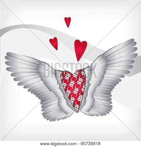Red heart with wings