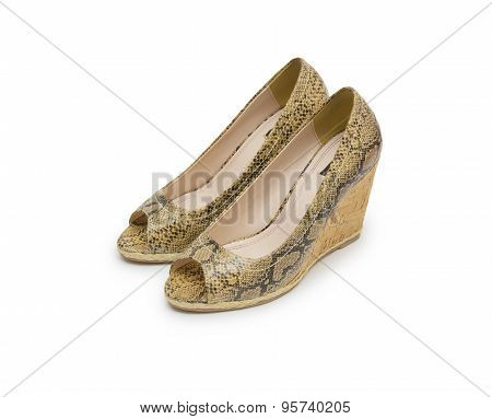 Biege High Heel Shoes Isolated On White