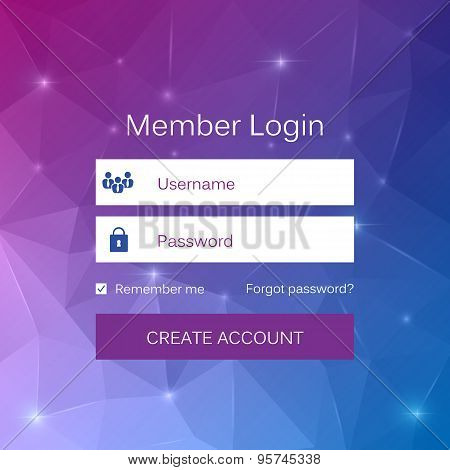 Abstract creative concept vector member login form interface. For web page, site, mobile application
