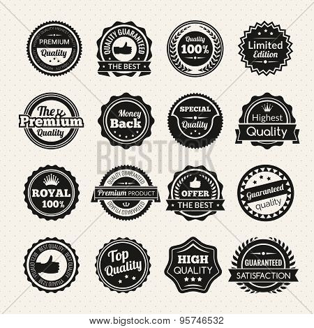 Vintage Premium Quality Black And White Badges