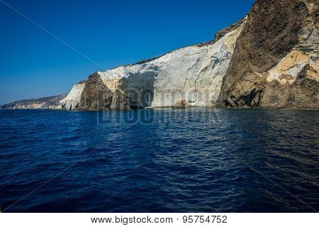 Picturesque Rocks Near Coast Of Island Milos, Greece