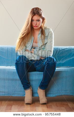 Girl Suffering From Stomach Pain
