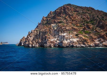 Picturesque Rocks Near Coast Of Island Milos, Greece