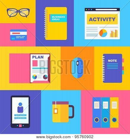 Vector Business Collection Of Flat And Colorful Web Icons
