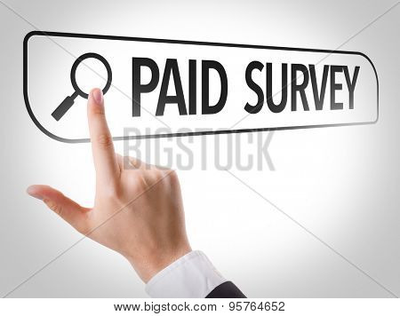 Paid Survey written in search bar on virtual screen