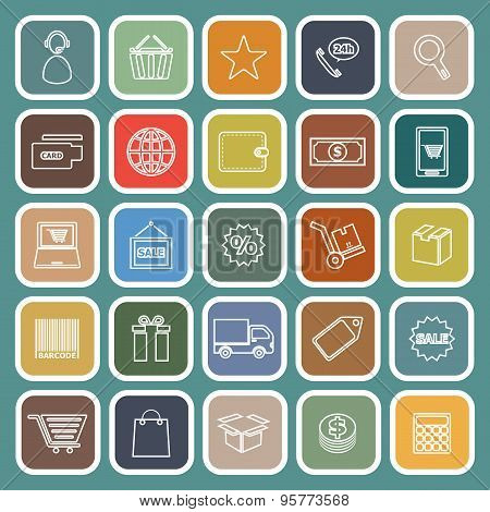 E-commerce Line Icons On Green Background