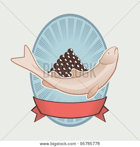 Vintage Label For Caviar