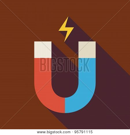 Flat Magnet Illustration With Long Shadow