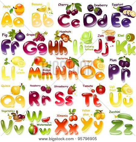 Alphabet. letter with fruits
