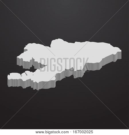 Kyrgyzstan map in gray on a black background 3d