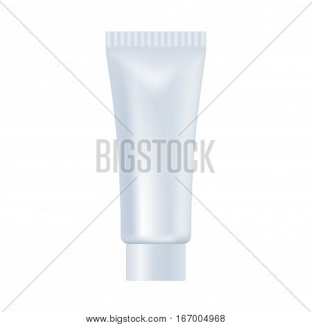 Blank cosmetic package isolated on white background. Tube for cream, toothpast, scrab, facial cleansing washing foam, hear styling mock ups vector illustration